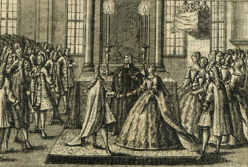 Feier des 50 Priesterjubiläums von Johann Franz. Kupferstich um 1746 von Andreas Nunzer, Nürnberg.